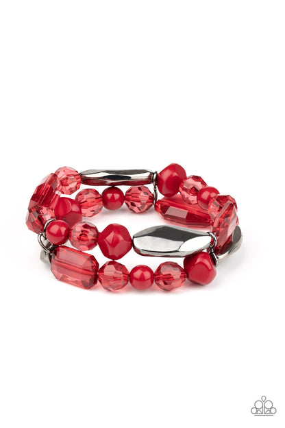 Paparazzi Accessories-Rockin Rock Candy Red Bracelet
