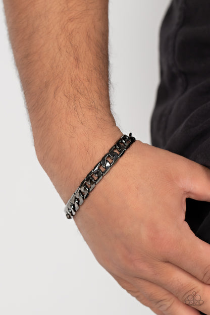 Paparazzi Accessories-Black Flat Link Men's Collection Bracelet