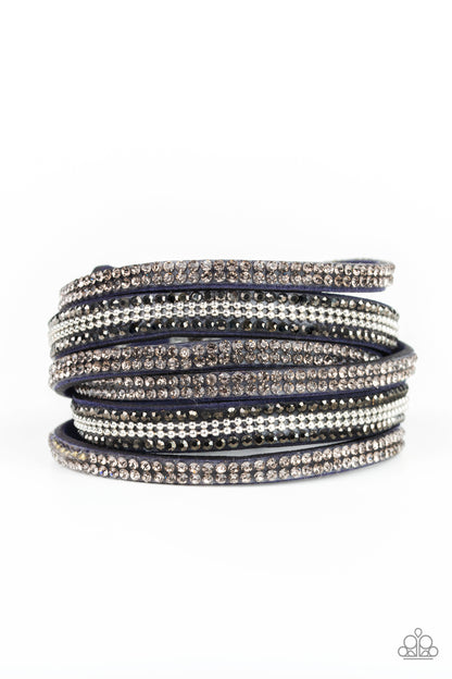 Paparazzi Accessories-Royal Razzle Blue Rhinestone Bracelet