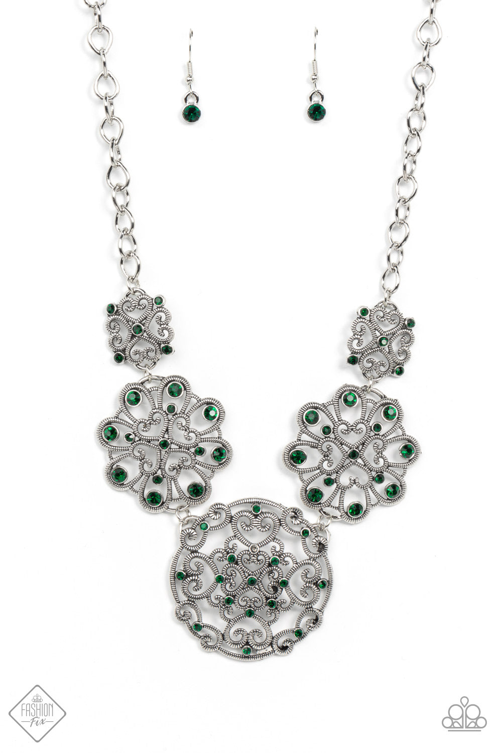 Paparazzi Accessories-Royally Romantic Green Emerald Fashion Fix Necklace Set