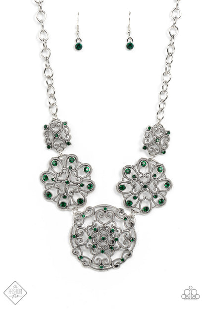 Paparazzi Accessories-Royally Romantic Green Emerald Fashion Fix Necklace Set