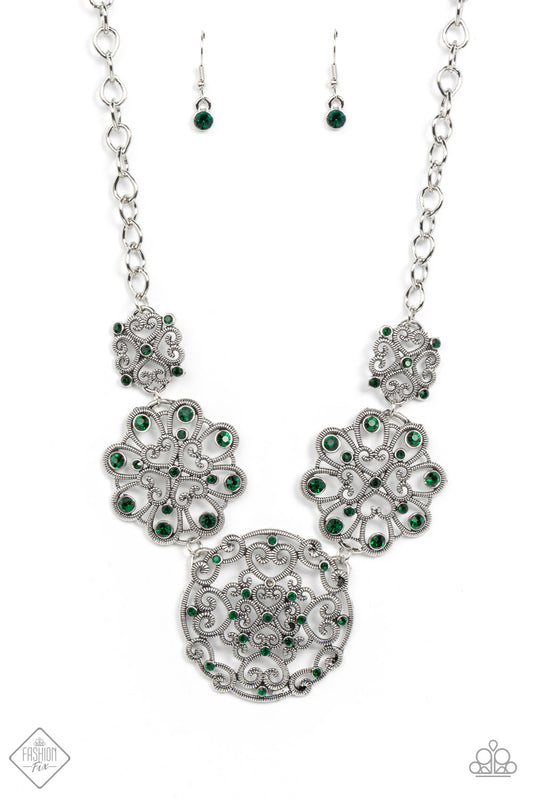 Paparazzi Accessories-Royally Romantic Green Emerald Fashion Fix Necklace Set
