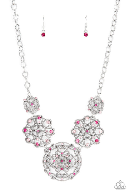 Paparazzi Accessories-Royally Romantic Pink Spiraling Mandala Heart Necklace Set