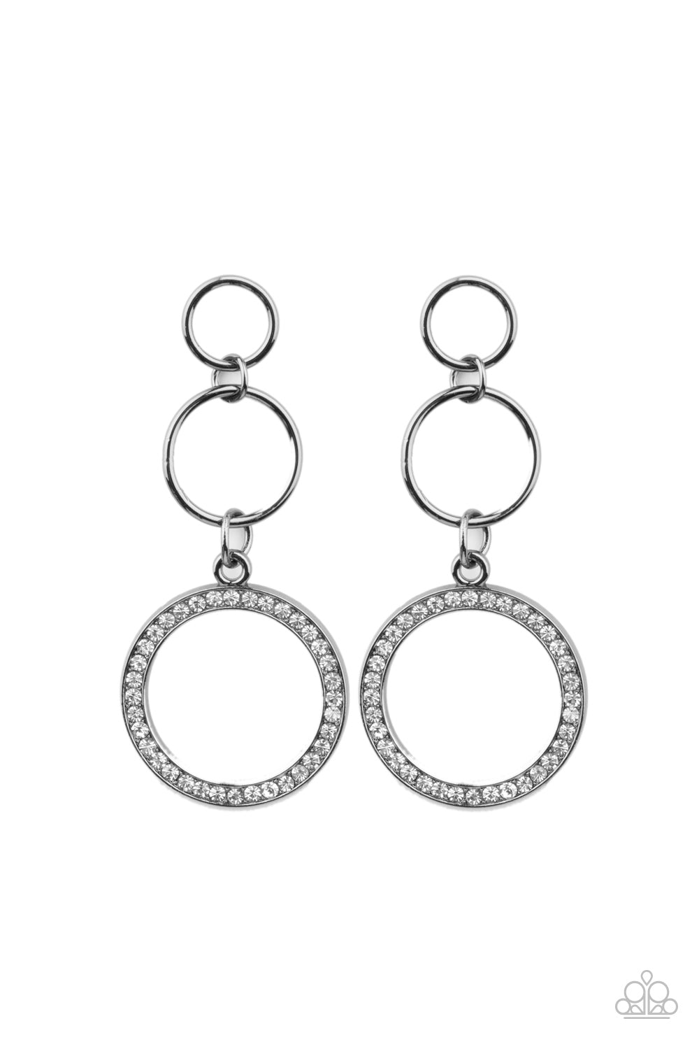 Paparazzi Accessories-Ruel-Breaking Radiance Gunmetal Hoop Earrings