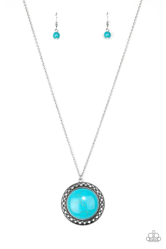 Paparazzi Accessories-Run Out Of RODEO Turquoise Stone Necklace Set