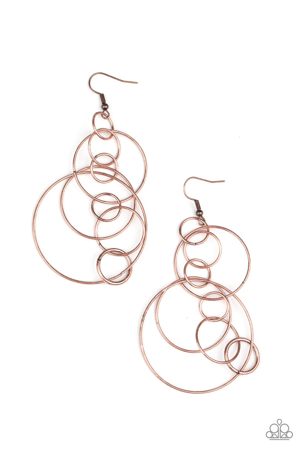 Paparazzi Accessories-Running Circles Around You Copper Earrings