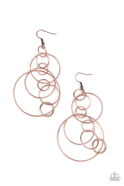 Paparazzi Accessories-Running Circles Around You Copper Earrings