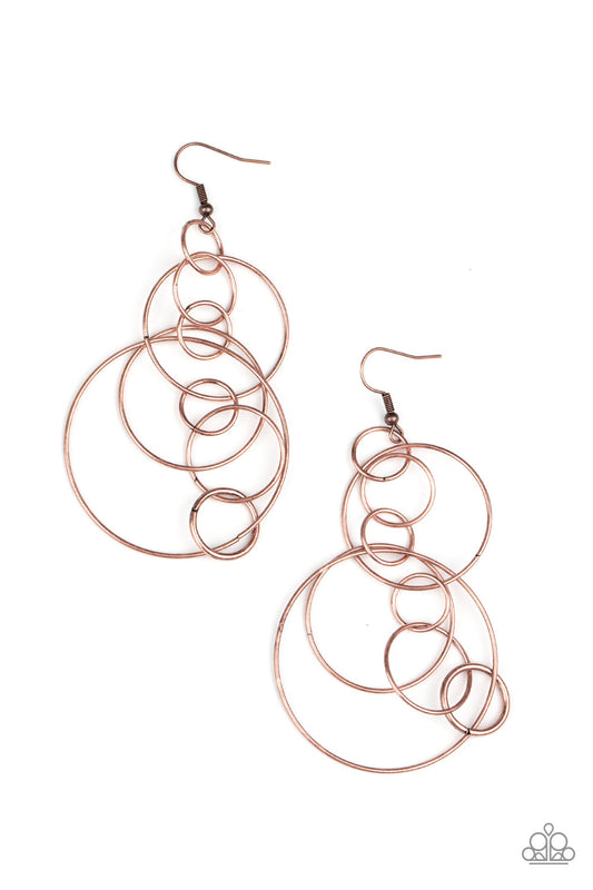 Paparazzi Accessories-Running Circles Around You Copper Earrings