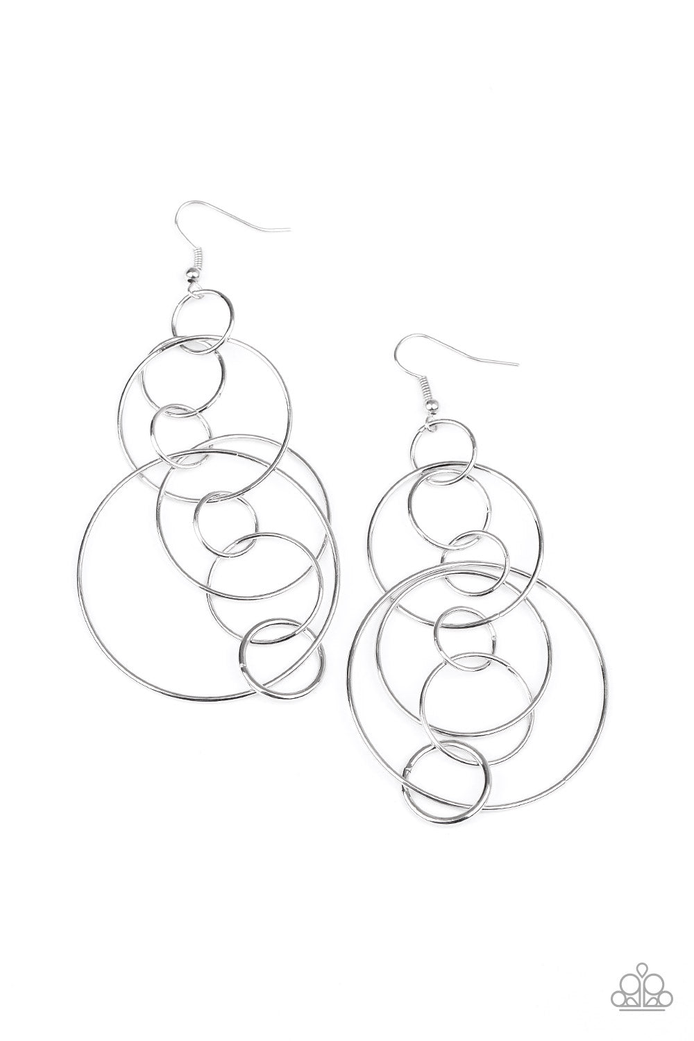 Paparazzi Accessories-Running Circles Around You Silver Earrings