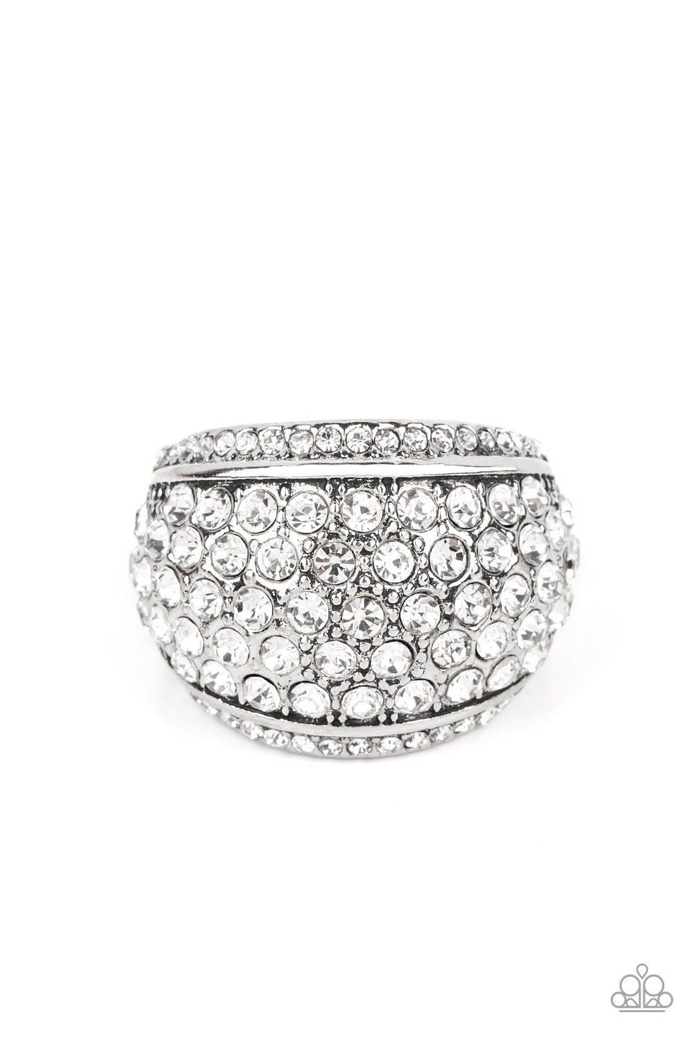 Paparazzi Accessories-Running OFF SPARKLE Rounded White Rhinestone LOTP Ring