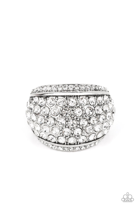 Paparazzi Accessories-Running OFF SPARKLE Rounded White Rhinestone LOTP Ring