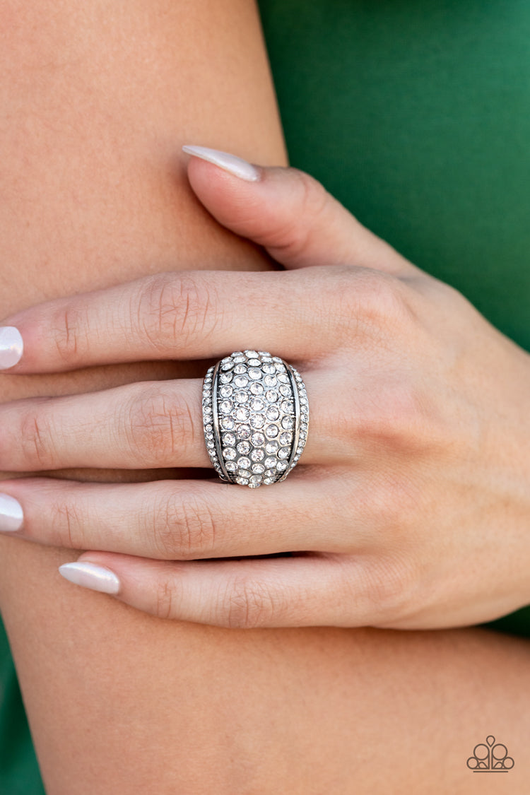 Paparazzi Accessories-Running OFF SPARKLE Rounded White Rhinestone LOTP Ring