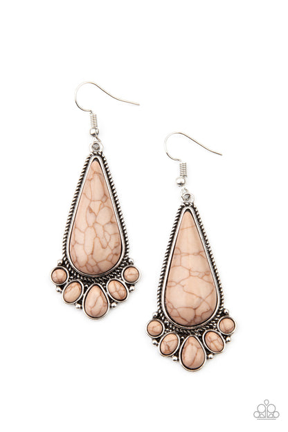 Paparazzi Accessories-Rural Recluse Brown Stone Earrings