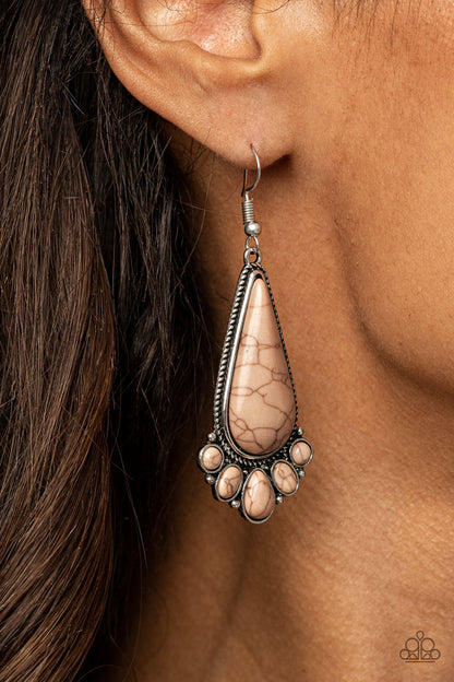 Paparazzi Accessories-Rural Recluse Brown Stone Earrings