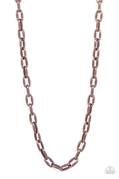 Paparazzi Accessories-Rural Recruit Copper Gritty Chain Necklace Set