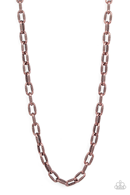 Paparazzi Accessories-Rural Recruit Copper Gritty Chain Necklace Set