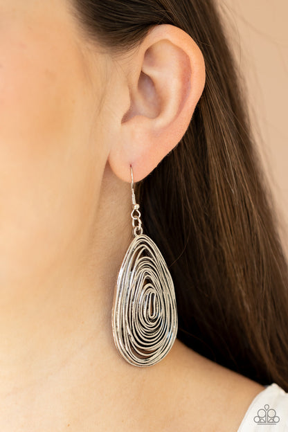 Paparazzi Accessories-Rural Ripples Silver Coil Earrings