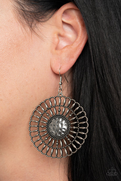 Paparazzi Accessories-Rustic Groves Silver Earrings