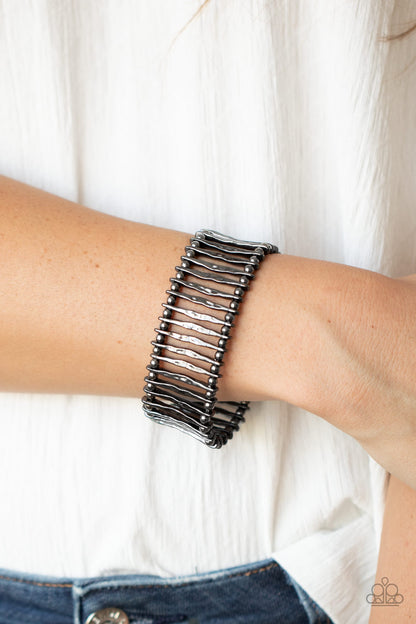 Paparazzi Accessories-Rustic Rebellion Black Edgy Bracelet