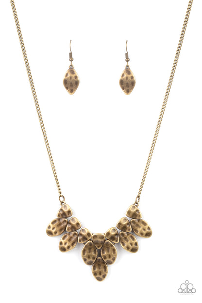 Paparazzi Accessories-Rustic Smolder Brass Abstract Necklace Set