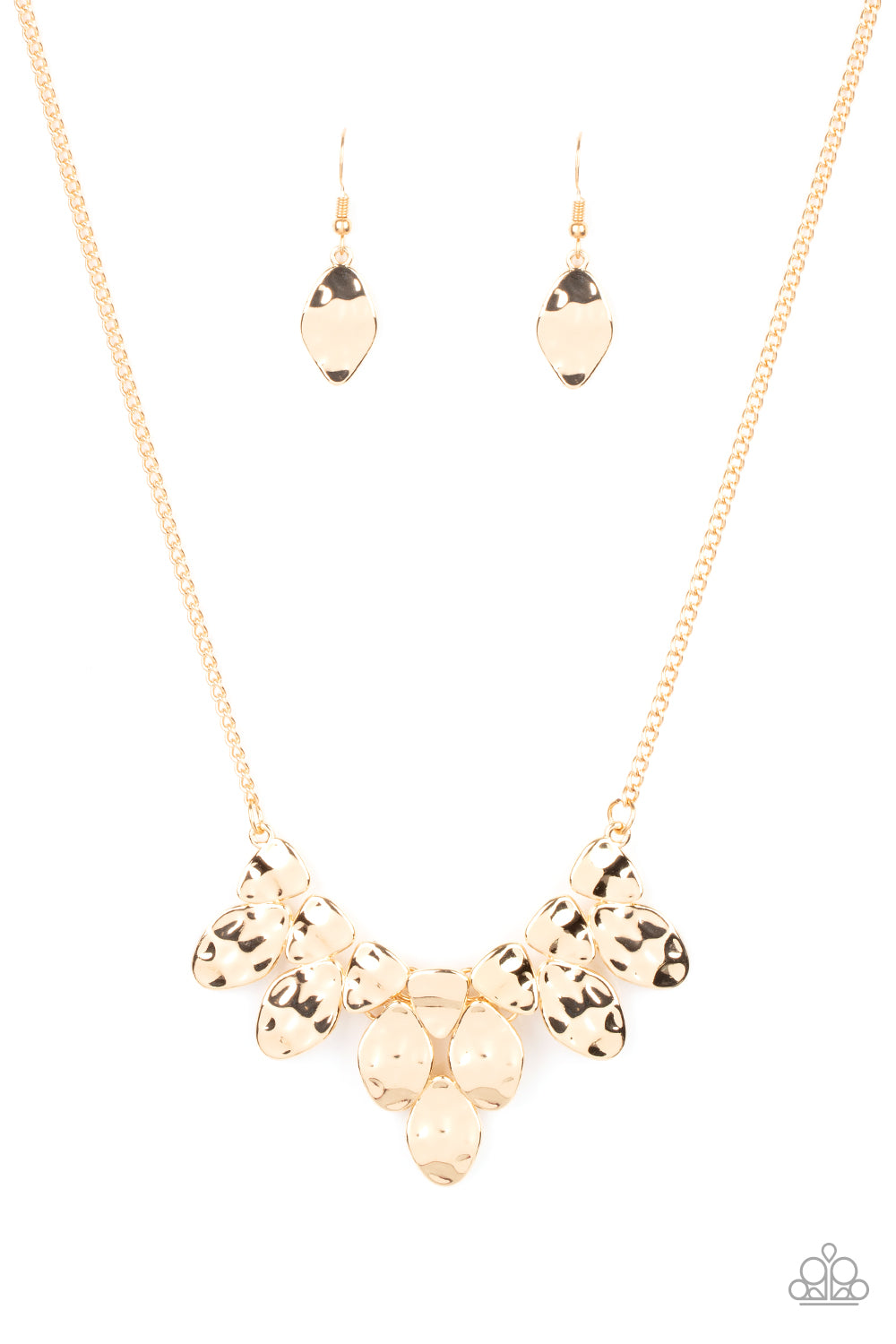 Paparazzi Accessories-Rustic Smolder Gold Abstract Necklace Set