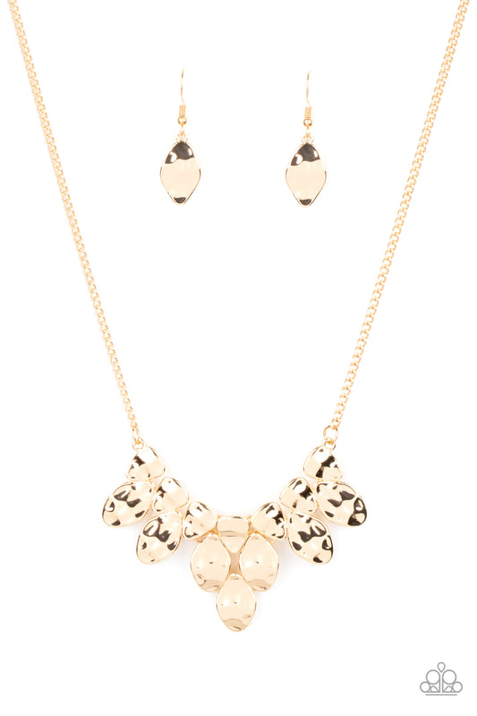 Paparazzi Accessories-Rustic Smolder Gold Abstract Necklace Set