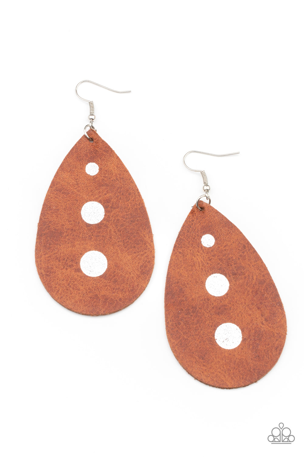 Paparazzi Accessories-Rustic Torrent Brown Distressed Teardrop Earrings