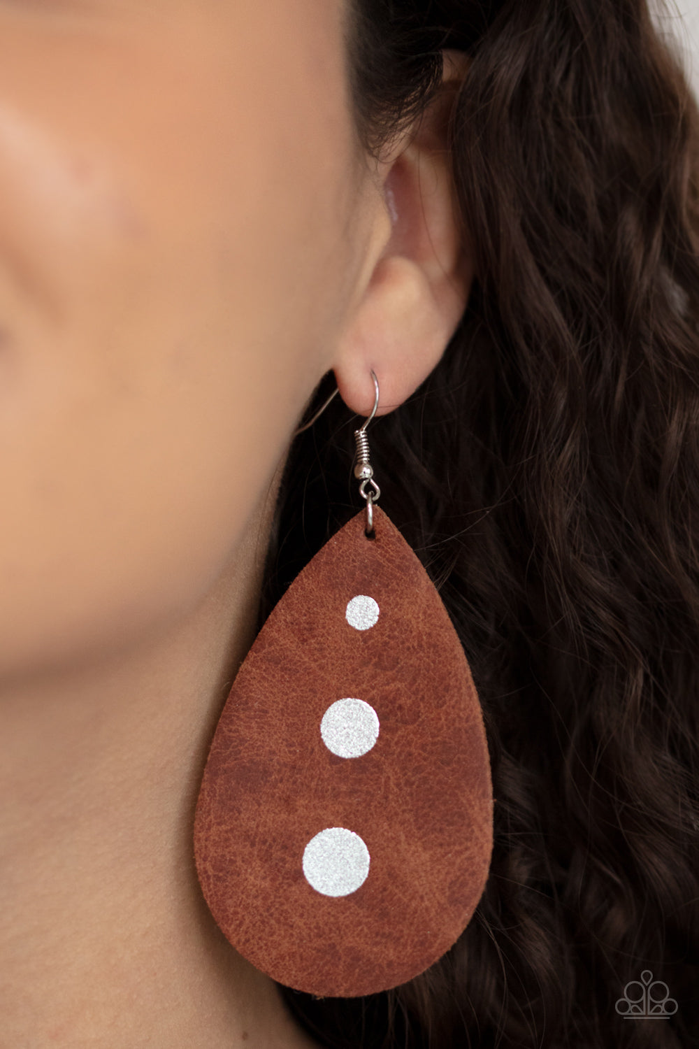 Paparazzi Accessories-Rustic Torrent Brown Distressed Teardrop Earrings