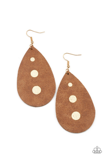 Paparazzi Accessories-Rustic Torrent Gold Distressed Earrings