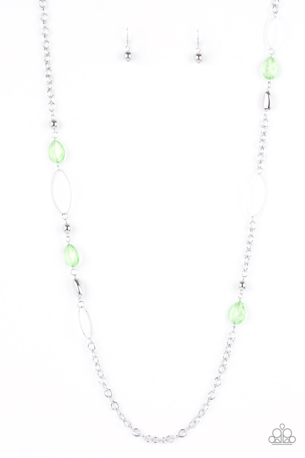 Paparazzi Accessories-SHEER As Fate Apple Green Teardrop Necklace Set