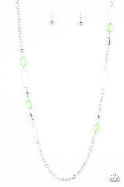 Paparazzi Accessories-SHEER As Fate Apple Green Teardrop Necklace Set