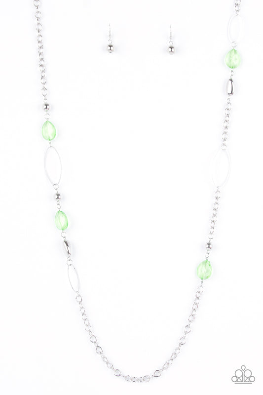 Paparazzi Accessories-SHEER As Fate Apple Green Teardrop Necklace Set