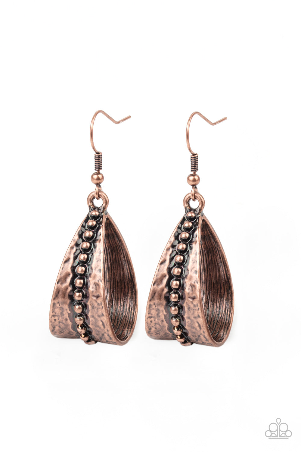 Paparazzi Accessories-STIRRUP Some Trouble Copper Earrings