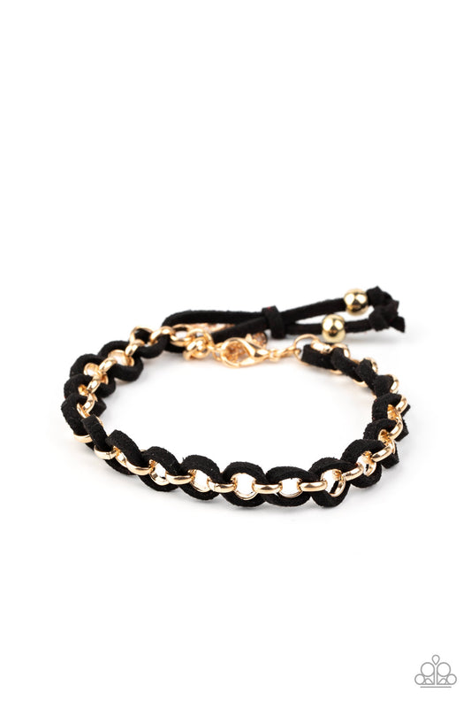 Paparazzi Accessories-SUEDE Side to Side Black Men's Bracelet