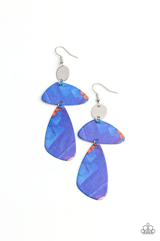 Paparazzi Accessories-SWATCH Me Now Blue Abstract Artsy Earrings