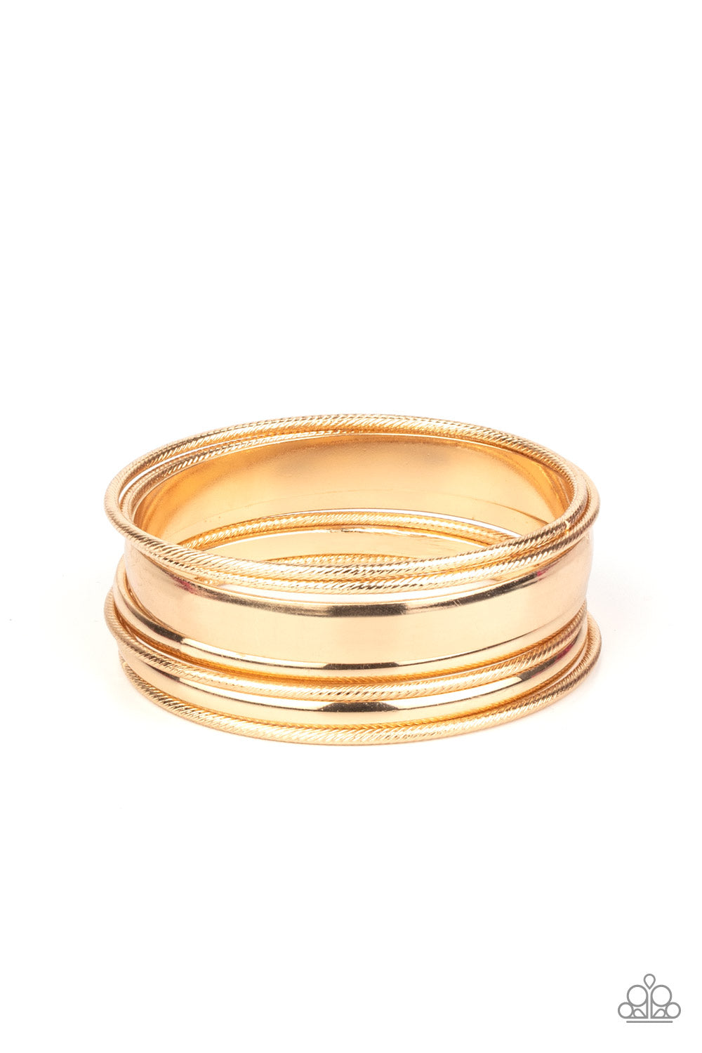Paparazzi Accessories-Sahara Shimmer Gold Bangle Bracelet