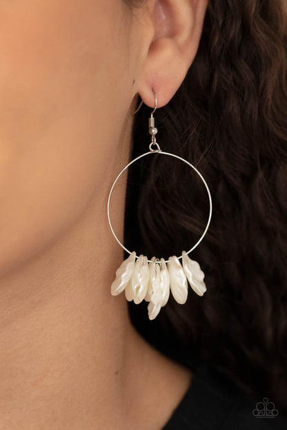 Paparazzi Accessories-Sailboats and Seashells White Wire Bead Earrings