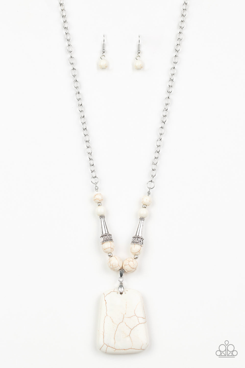 Paparazzi Accessories-Sandstone Oasis White Necklace Set