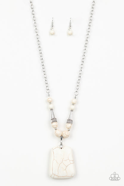 Paparazzi Accessories-Sandstone Oasis White Necklace Set