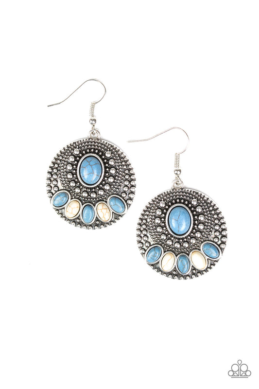 Paparazzi Accessories-Sandstone Paradise Blue Earrings