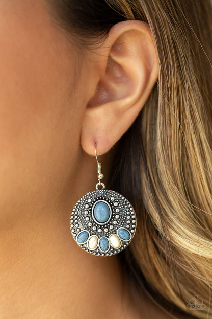 Paparazzi Accessories-Sandstone Paradise Blue Earrings