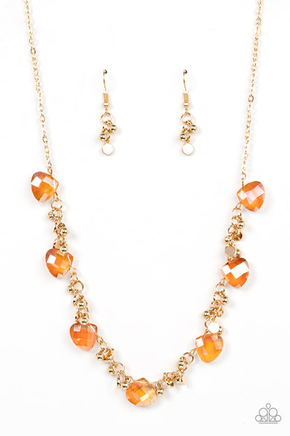 Paparazzi Accessories-Sassy Super Nova Gold Iridescent Bead Necklace Set