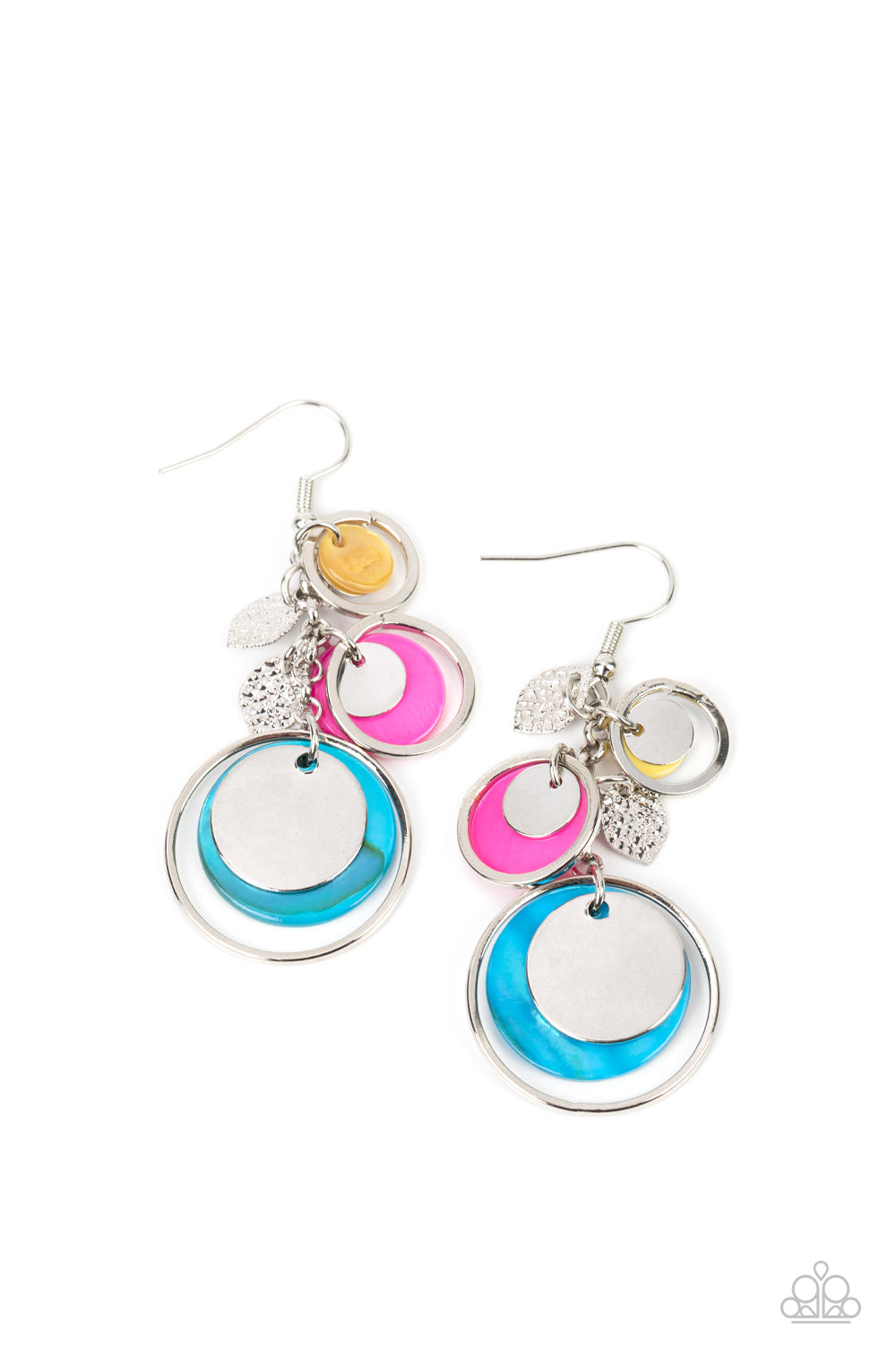 Paparazzi Accessories-Saved By The SHELL Multicolored Shell Disc Earrings