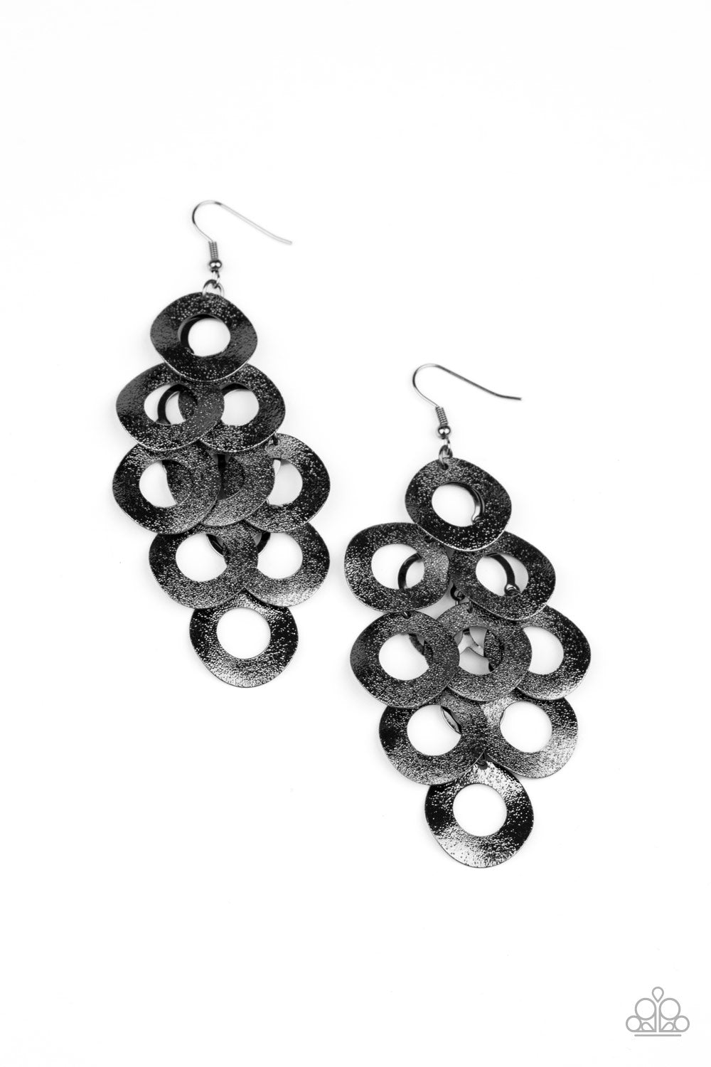 Paparazzi Accessories-Scattered Shimmer Black Earrings