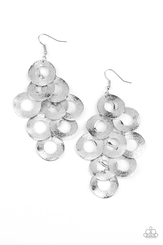 Paparazzi Accessories-Scattered Shimer Silver Earrings