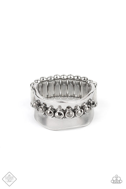 Paparazzi Accessories-Scintillating Smolder Silver/Hematite Rhinestone Ring