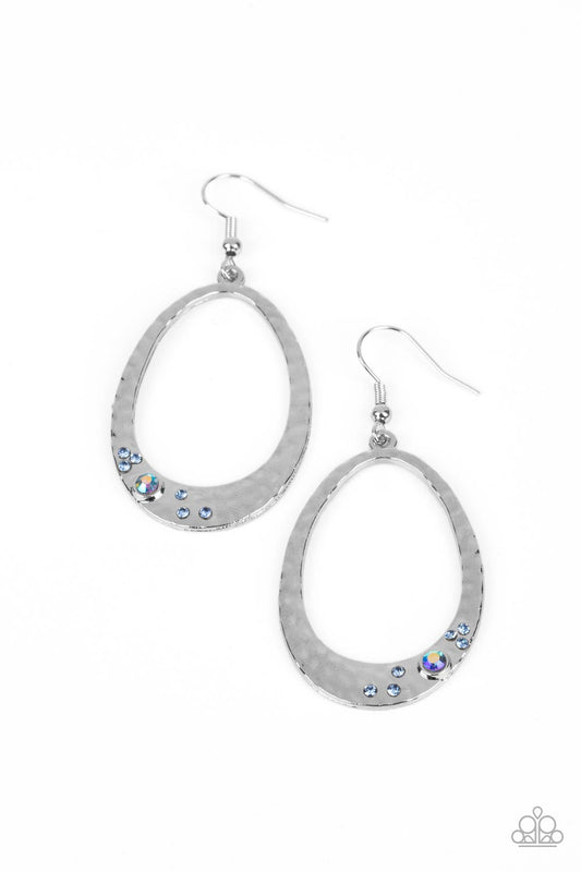 Paparazzi Accessories-Seafoam Shimmer Blue Iridescent Teardrop Earrings