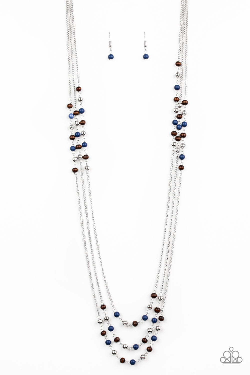 Paparazzi Accessories-Seasonal Sensation Blue Wooden Necklace Set