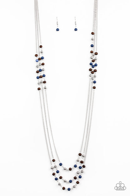 Paparazzi Accessories-Seasonal Sensation Blue Wooden Necklace Set