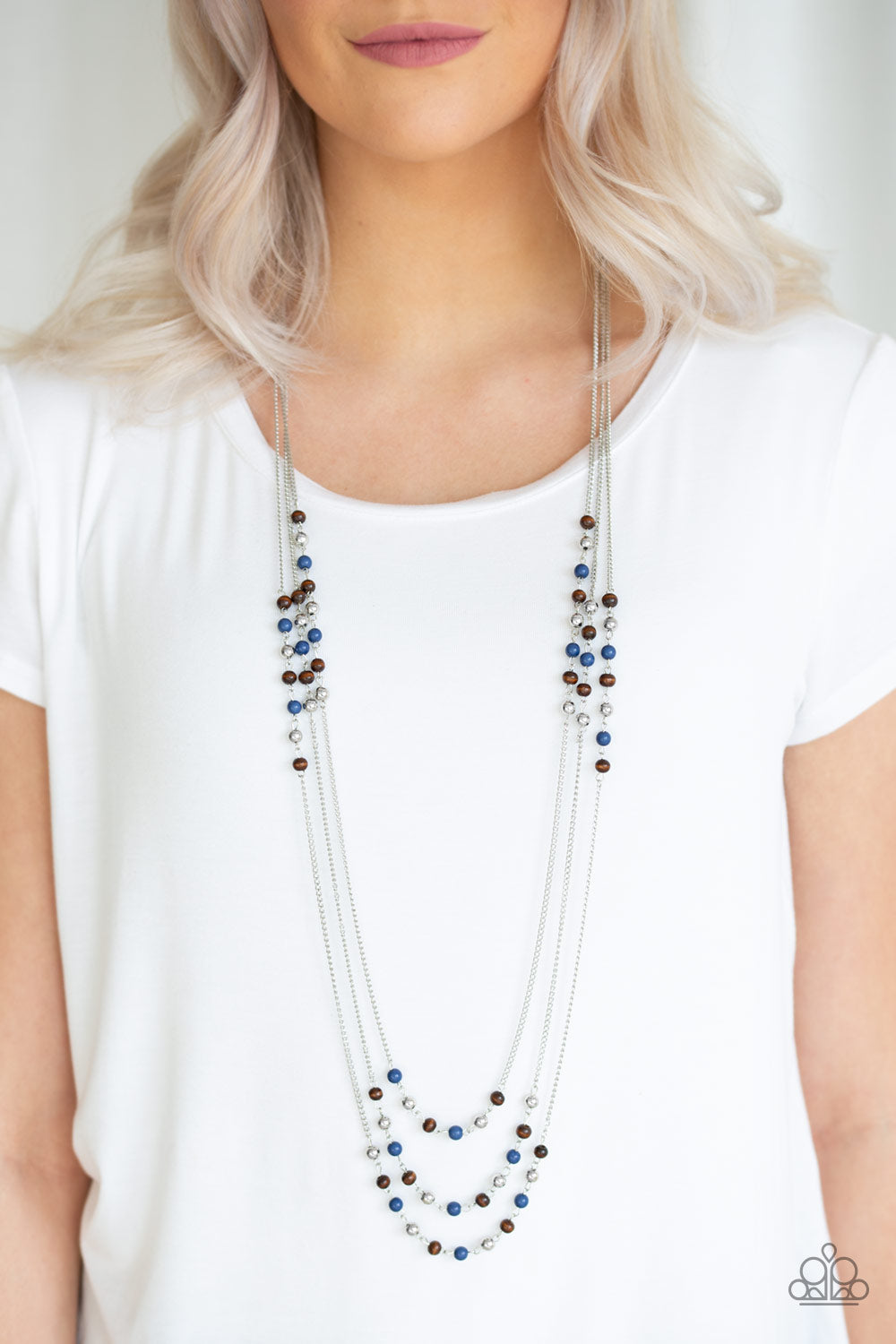 Paparazzi Accessories-Seasonal Sensation Blue Wooden Necklace Set